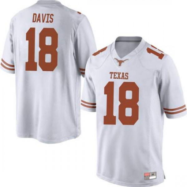 Mens University of Texas #18 Davante Davis Game NCAA Jersey White